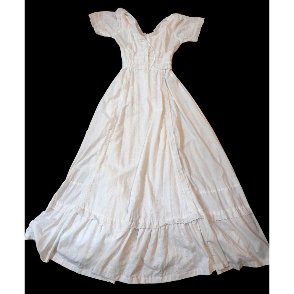 White Maxi Dress with Lace-Up Bodice - Picture 4 of 11